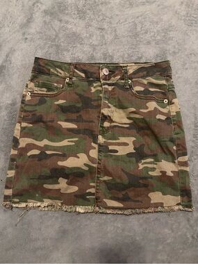 Forever 21 Camo Denim Mini Skirt - Green & Brown